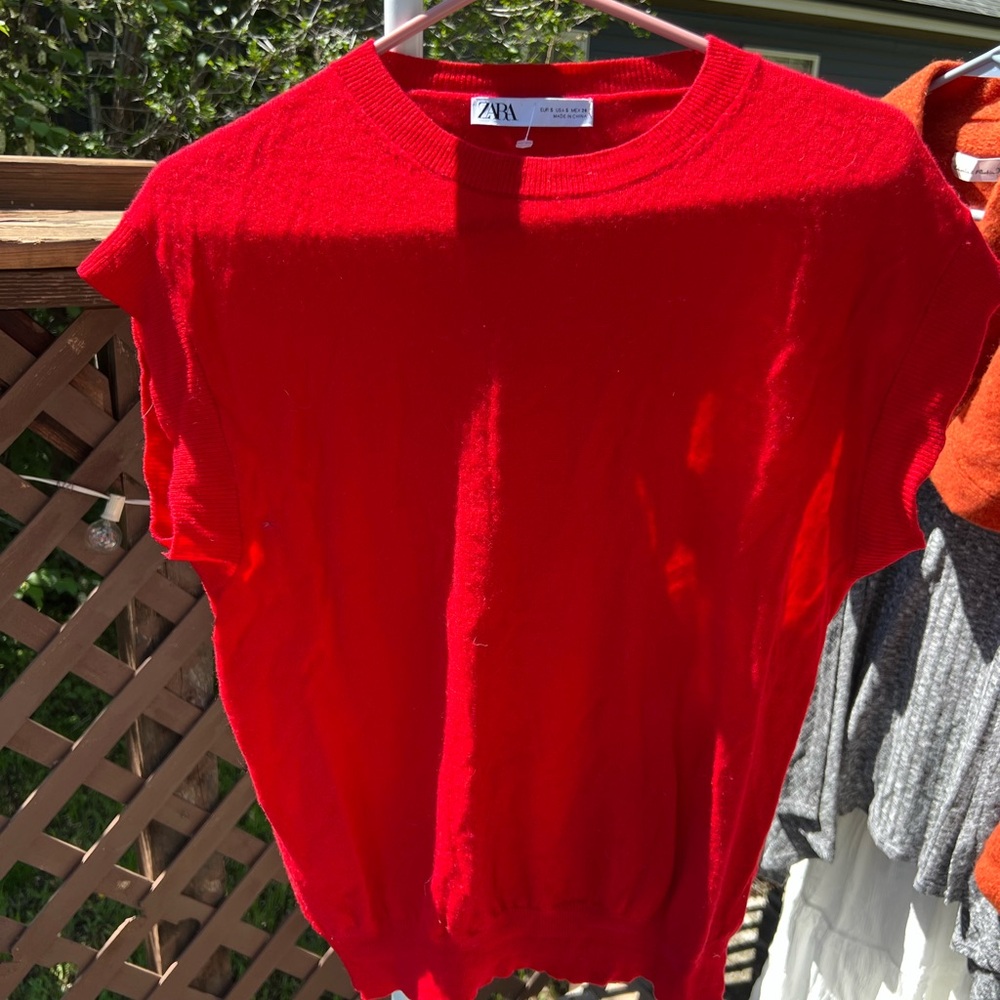 Zara Vibrant Red Knit Top